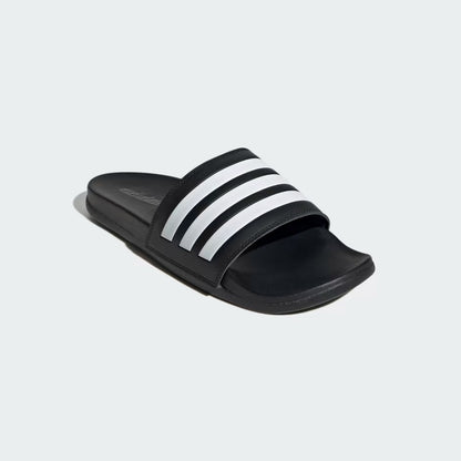 Pair of Adidas Adilette Comfort Slides in core black and white