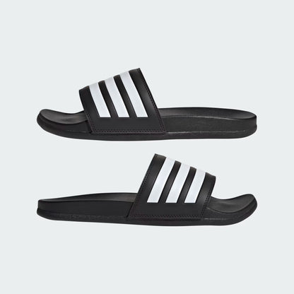 Pair of Adidas Adilette Comfort Slides in core black and white