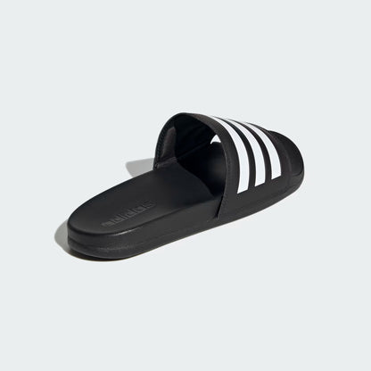 Pair of Adidas Adilette Comfort Slides in core black and white