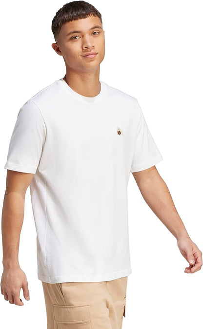 adidas Dog Hoop Patch Graphic Tee in white cotton
