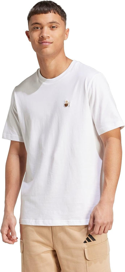 adidas Dog Hoop Patch Graphic Tee in white cotton