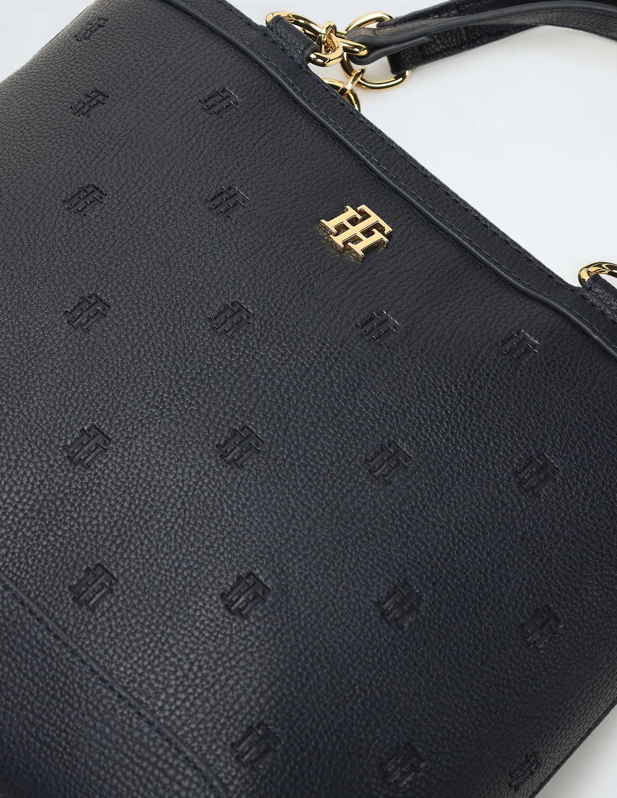 black Tommy Hilfiger TH monogram tote bag with top handles