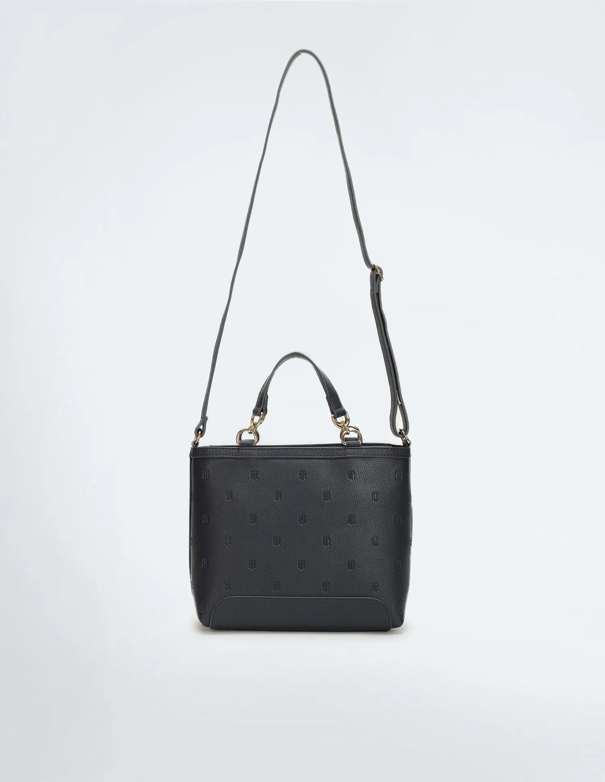 black Tommy Hilfiger TH monogram tote bag with top handles