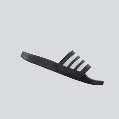 Pair of Adidas Adilette Comfort Slides in core black and white